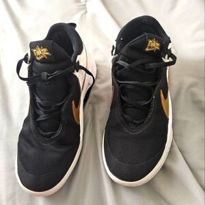 Size 6.5Y Nike Kids Team Hustle DIO GS Basketball Shoe Black/Metallic Gold/White